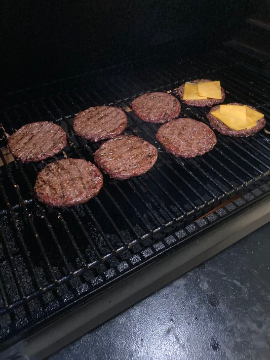 Hamburgers on grill